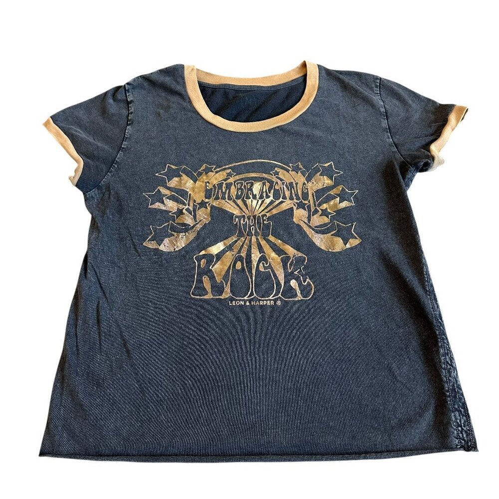 Leon & Harper Embracing the Rock Graphic T-Shirt Tee Organic Cotton Size Medium